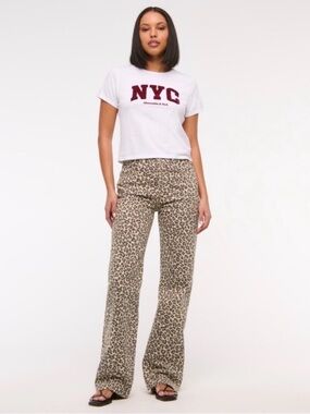 Abercrombie & Fitch Leopard Print High Rise Pants